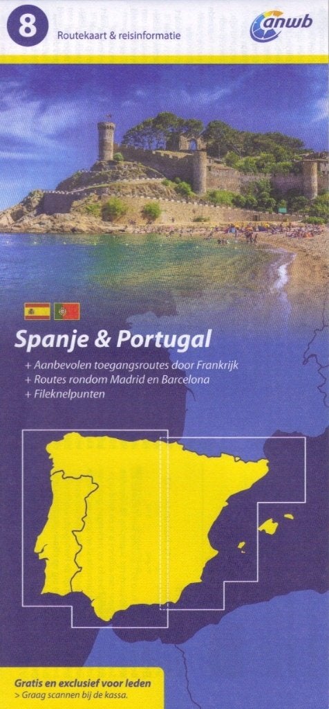 ANWB RouteKaart Spanje + Andorra + Portugal (WegenKaart), ANWB, Verzenden, Spanje, 2000 tot heden
