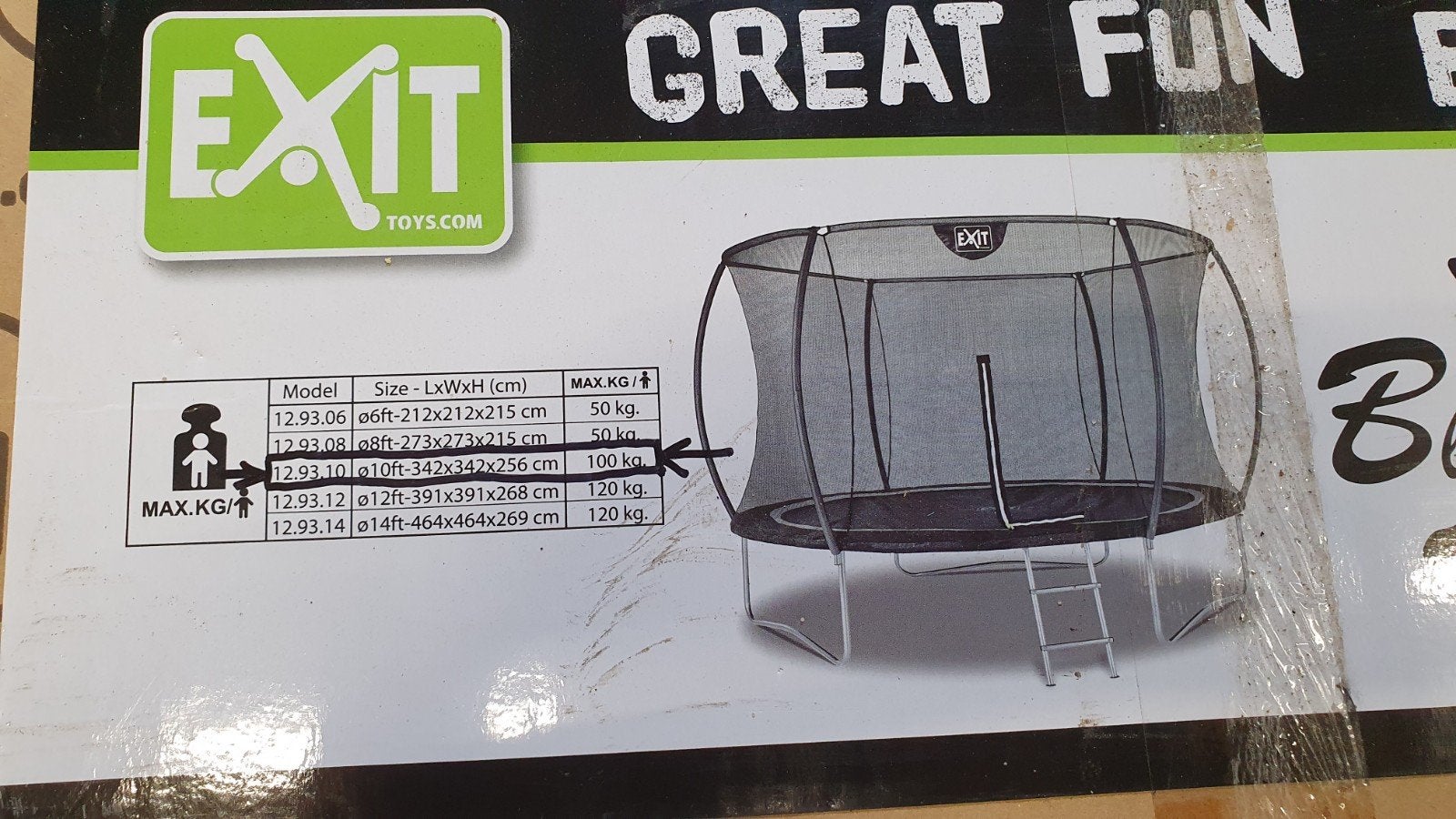 Veiligheidsnet en frame EXIT Black Edition Trampoline 305cm, Ophalen, Nieuw