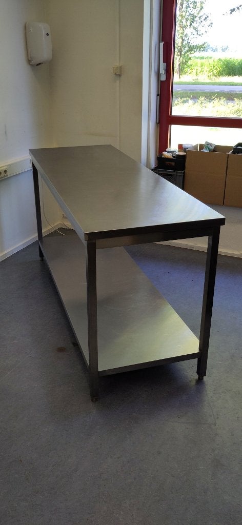 RVS werktafel met bodemschap, Ophalen, Gebruikt, 150 tot 200 cm, Minder dan 100 cm