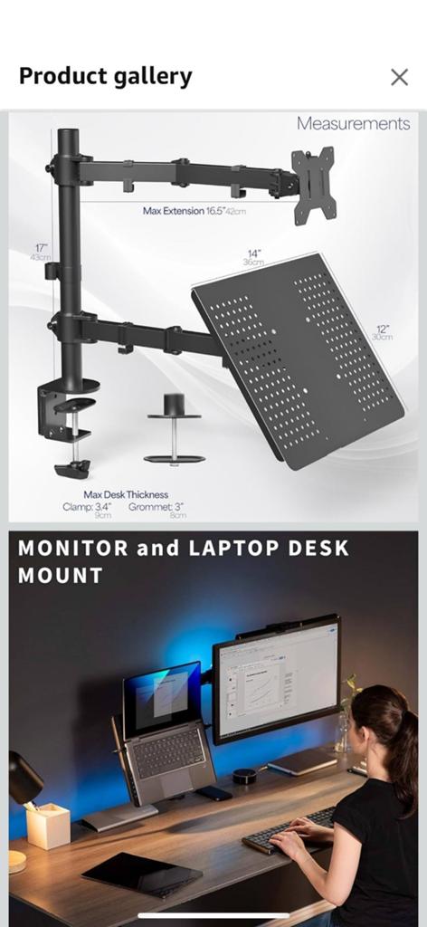 1 monitor + laptop houder, Ophalen of Verzenden, Zo goed als nieuw