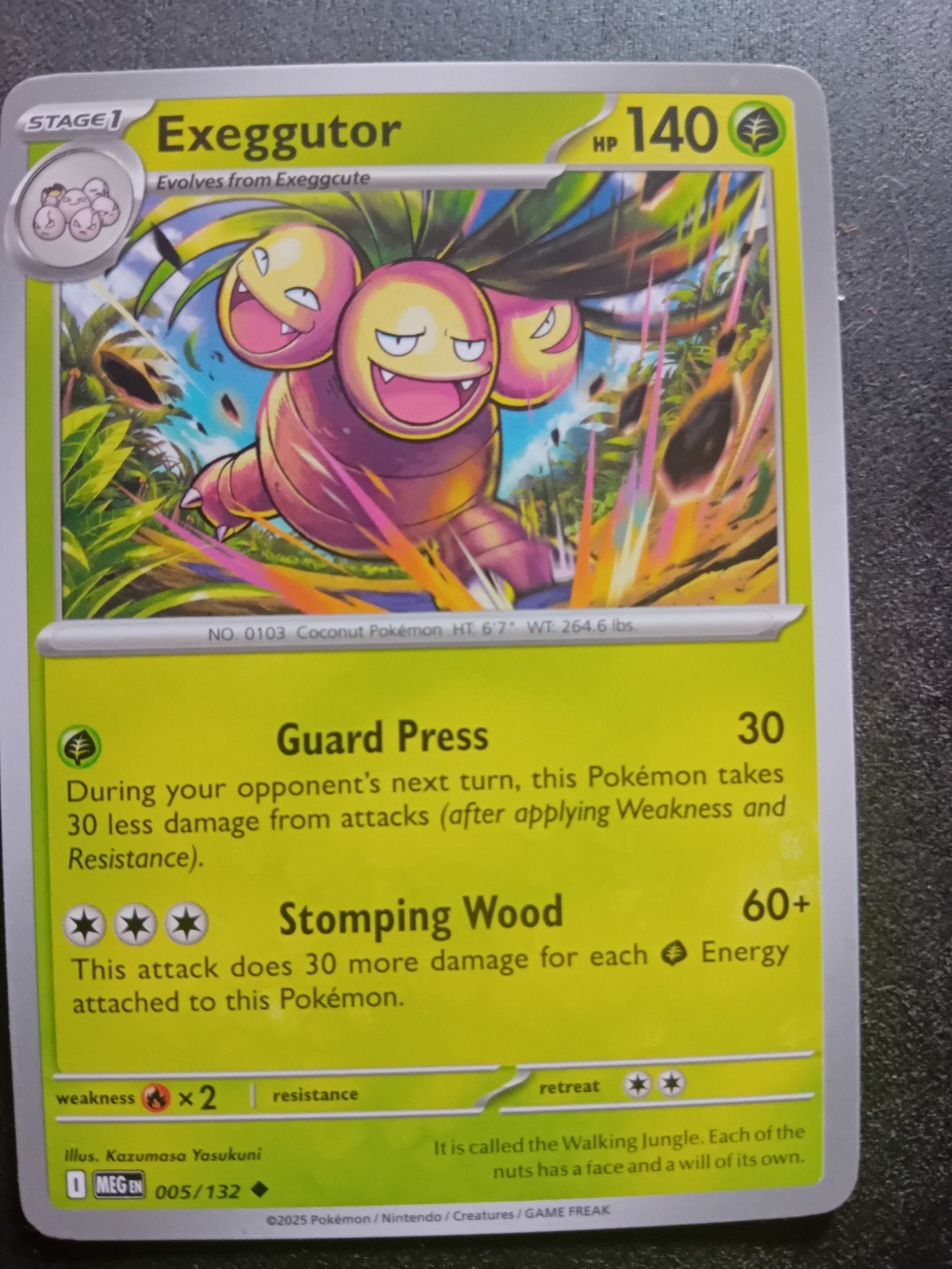 Pokémon Kaart Exeggutor 005/132 - Mega Exeggutor, Ophalen of Verzenden, Zo goed als nieuw, Losse kaart, Foil