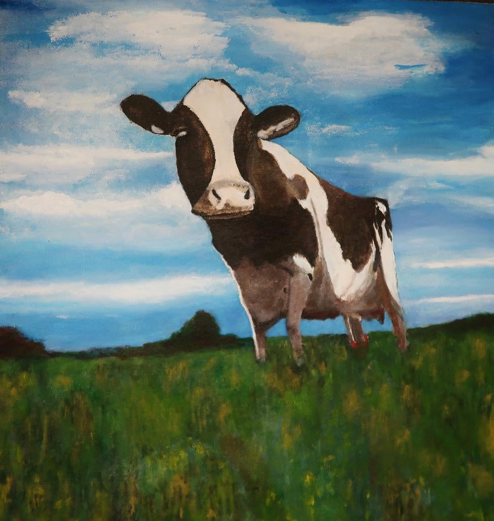 zwart wit bonte koe, Antiek en Kunst, Kunst | Schilderijen | Klassiek, Ophalen