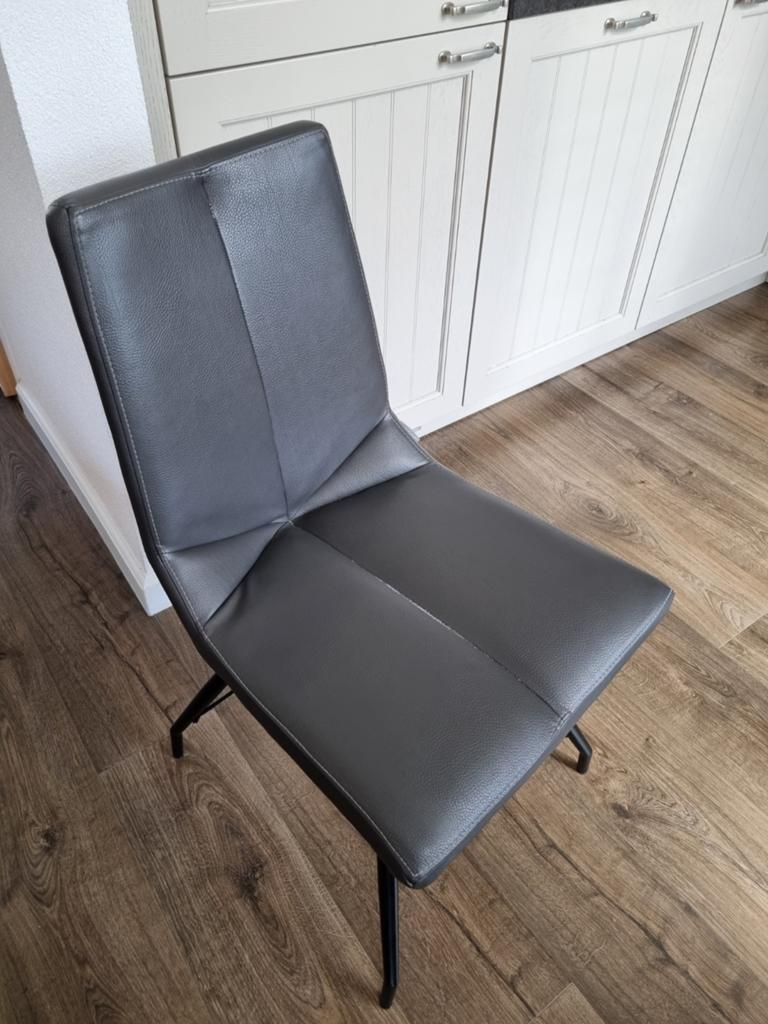 4 grijze Xooon stoelen, Ophalen, Gebruikt, Leer, Vier