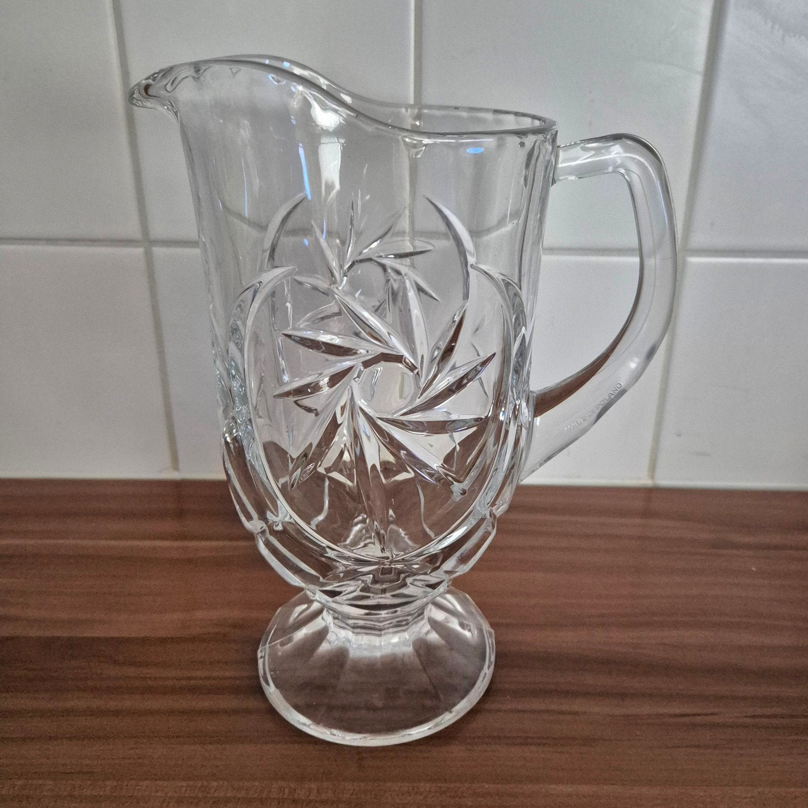Glazen karaf met een pinwheel (molenwiek) motief inhoud 1,5L, Antiek en Kunst, Ophalen