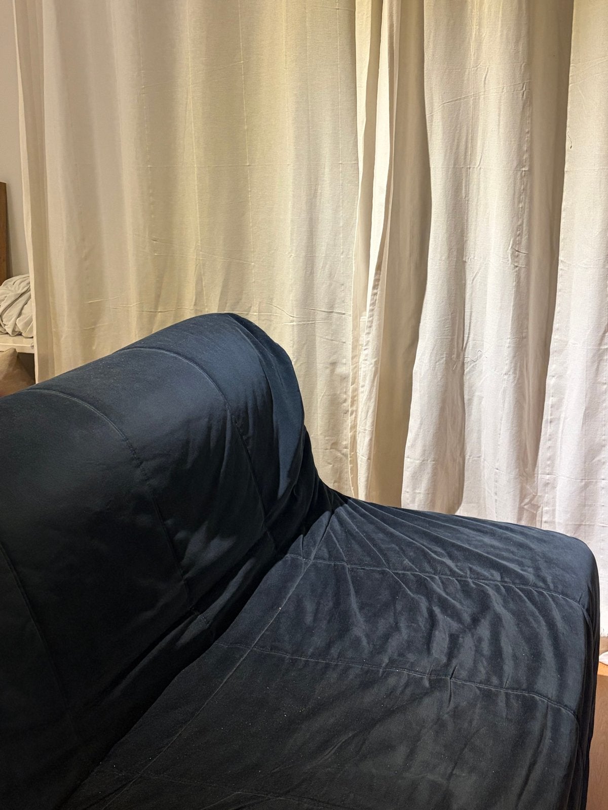 IKEA LYCKSELE LÖVÅS 2-zits slaapbank, Vansbro donkergrijs, Gebruikt, Tweepersoons, 75 tot 100 cm, Ophalen of Verzenden