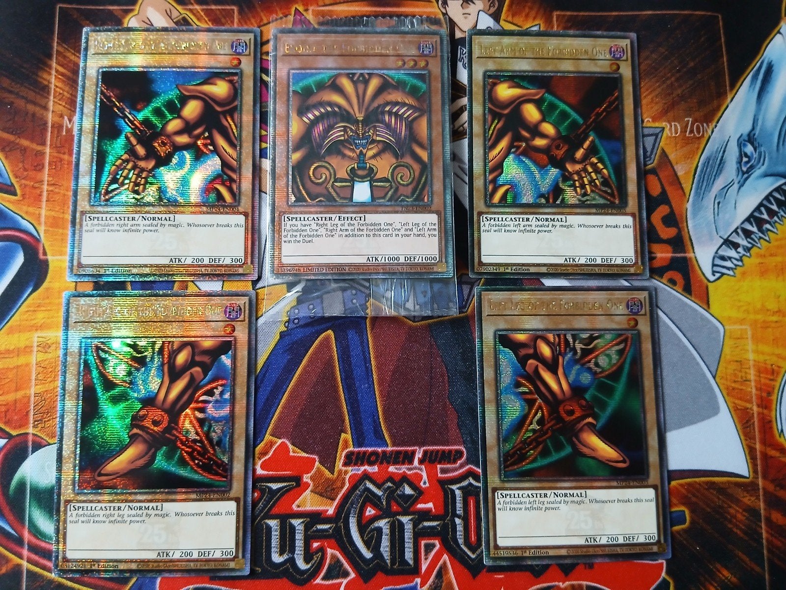 Exodia the Forbidden One Set Quarter Century Secret Rare YGO, Ophalen of Verzenden, Zo goed als nieuw, Meerdere kaarten, Foil