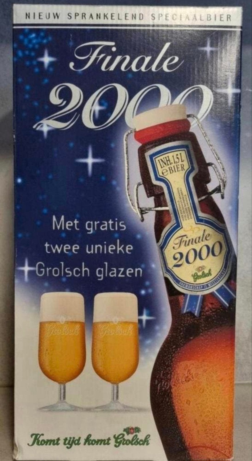 Grolsch Finale 2000 giftbox, ongeopend, Verzamelen, Biermerken, Zo goed als nieuw, Flesje(s), Grolsch, Ophalen of Verzenden