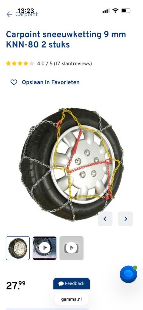 Carpoint Sneeuwkettingen 9mm KNN-80 voor diverse bandenmaten, Auto diversen, Sneeuwkettingen, Ophalen of Verzenden, Zo goed als nieuw