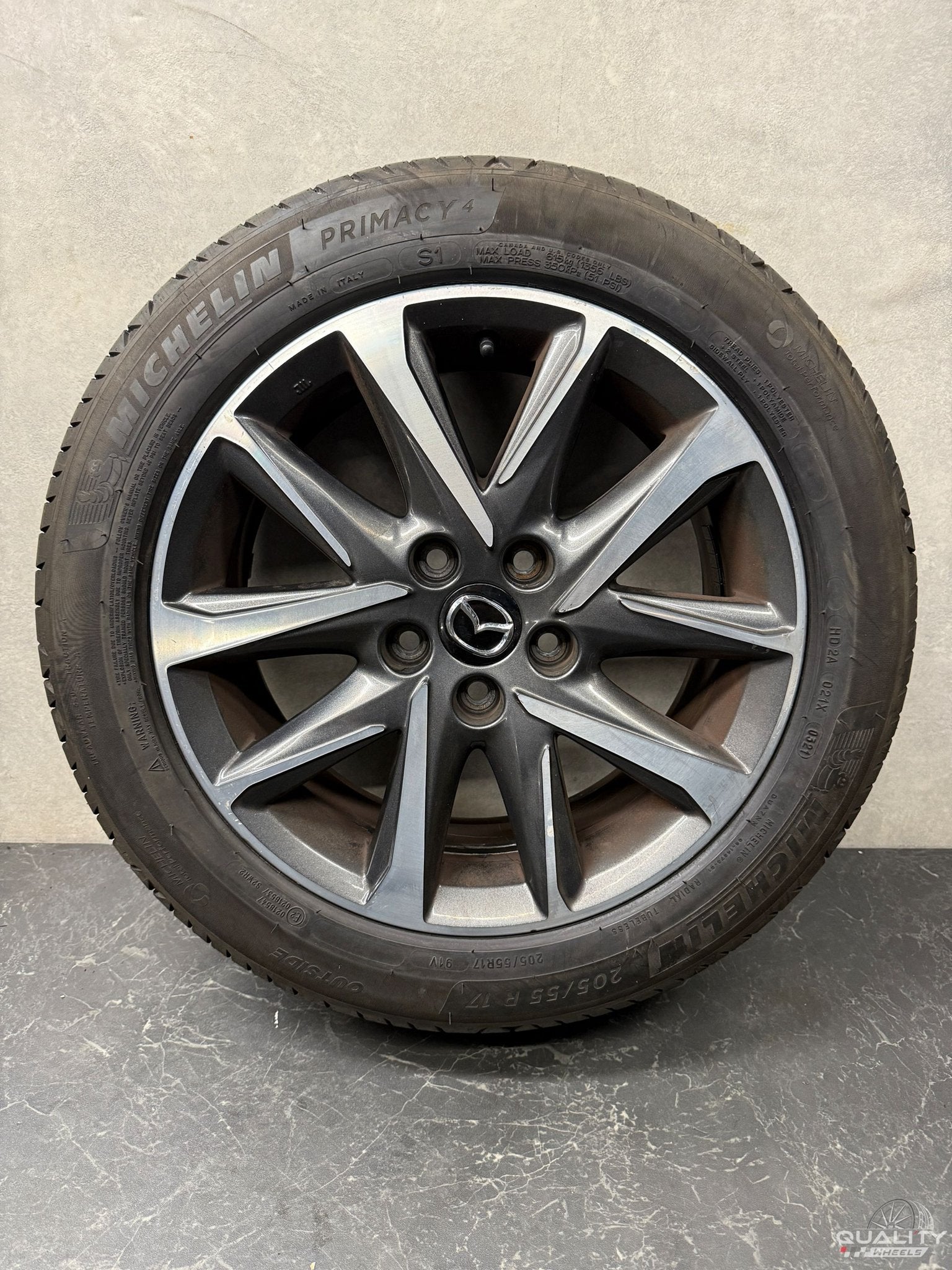 5x114,3 17" Mazda 3 2013+ Velgen + Banden 205/55/17 205/55R1, Gebruikt, -, -, Banden en Velgen