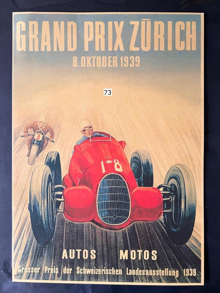 poster grand prix zurich, Rechthoekig Staand, Ophalen of Verzenden, Zo goed als nieuw, Canvas of Doek
