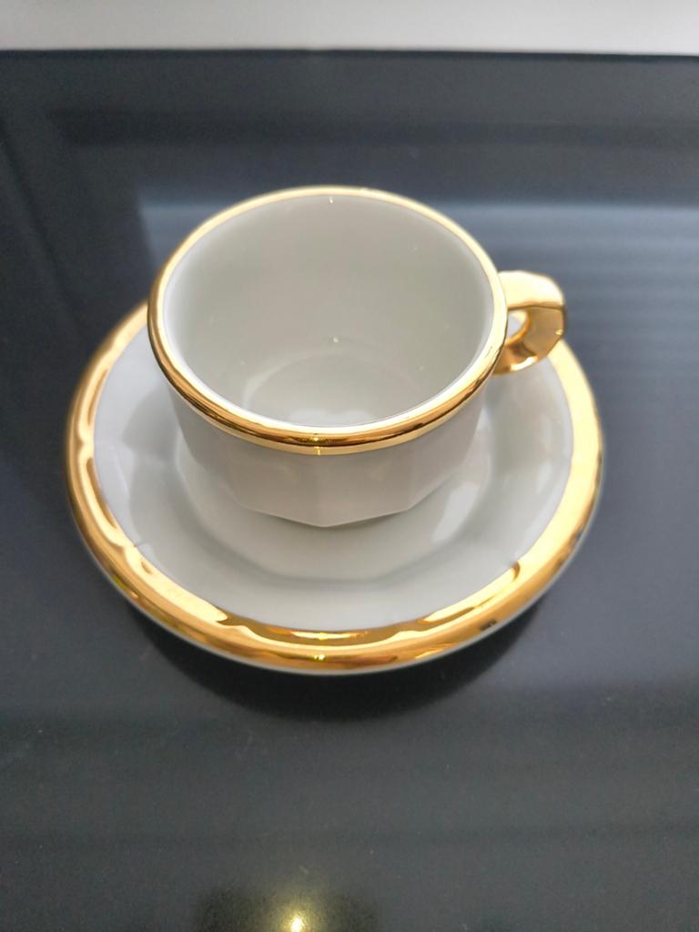 Fance porcelain kop en schotel/ goud, Ophalen of Verzenden