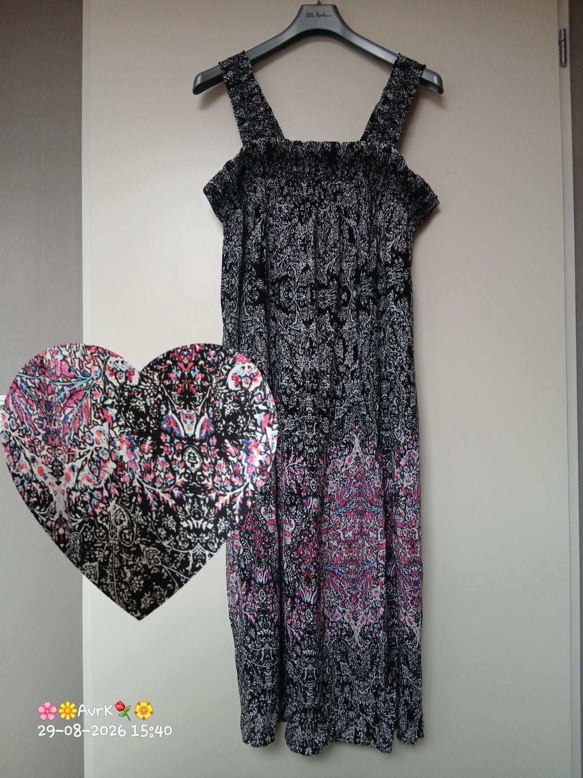 zwart/wit/roze zomerjurk strapless ulla popken maat 50-52, Verzenden, Ulla Popken, Zo goed als nieuw, Jurk