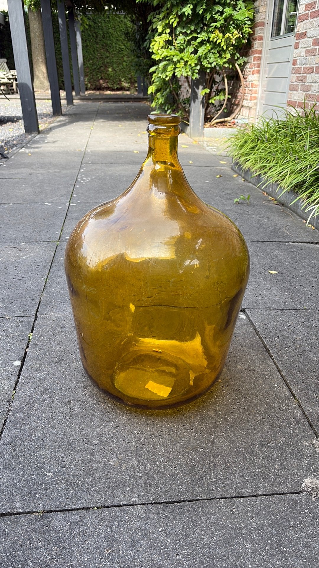 Mica vaas okergeel, Ophalen, Gebruikt, Geel, Glas