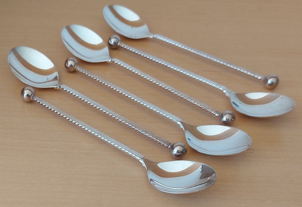 Set fraaie verzilverde koffielepels zijkant gekartelde steel, Huis en Inrichting, Keuken | Bestek, Theelepel, Los bestek, Ophalen of Verzenden