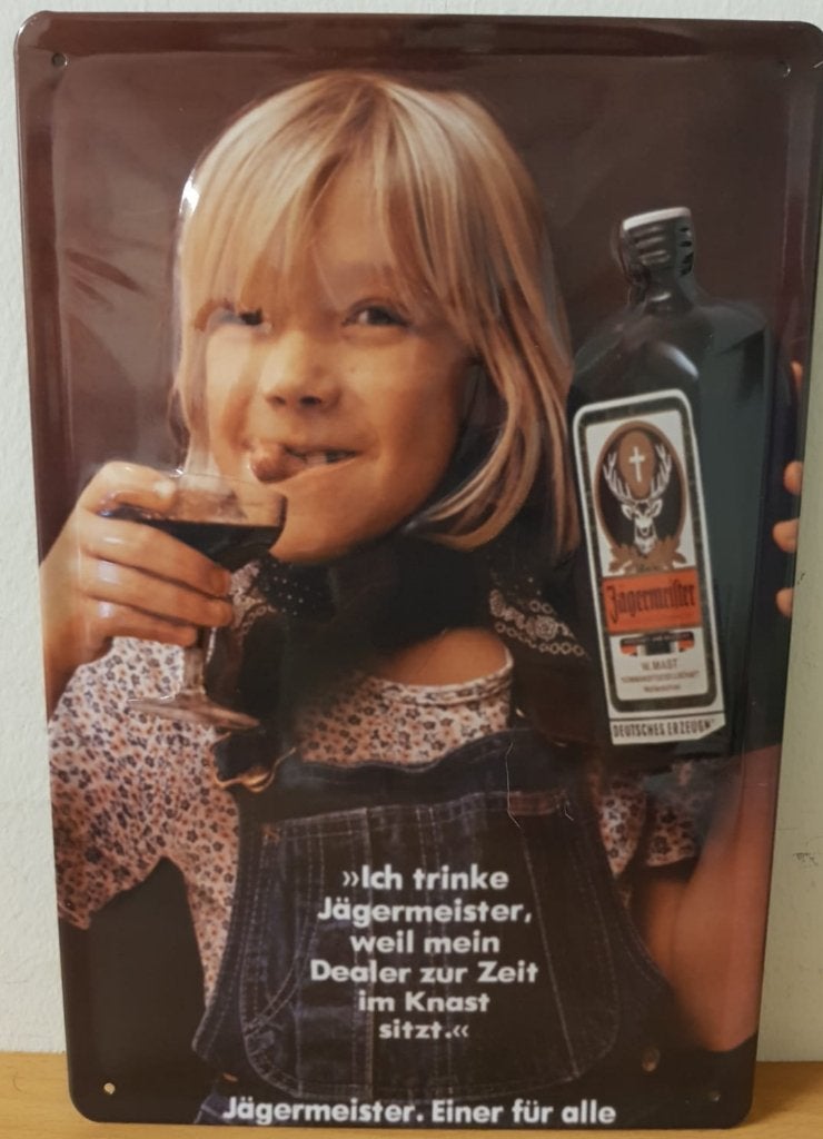 Jagermeister meisje dealer relief reclamebord van metaal