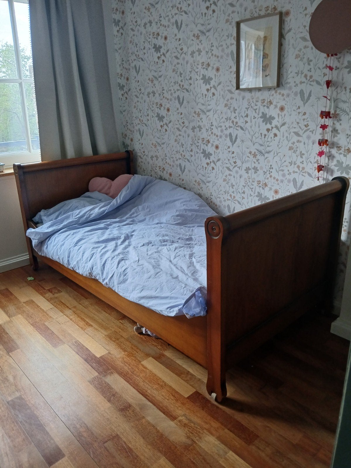 Houten eenpersoonsbed met lattenbodem, Ophalen, Gebruikt, 90 cm, Eenpersoons