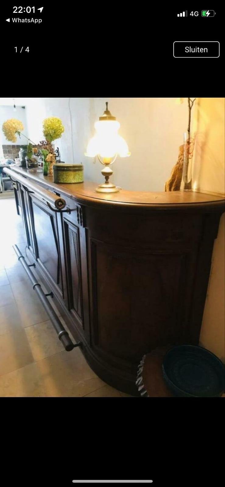 Antieke houten bar met opbergruimte, Ophalen, Gebruikt