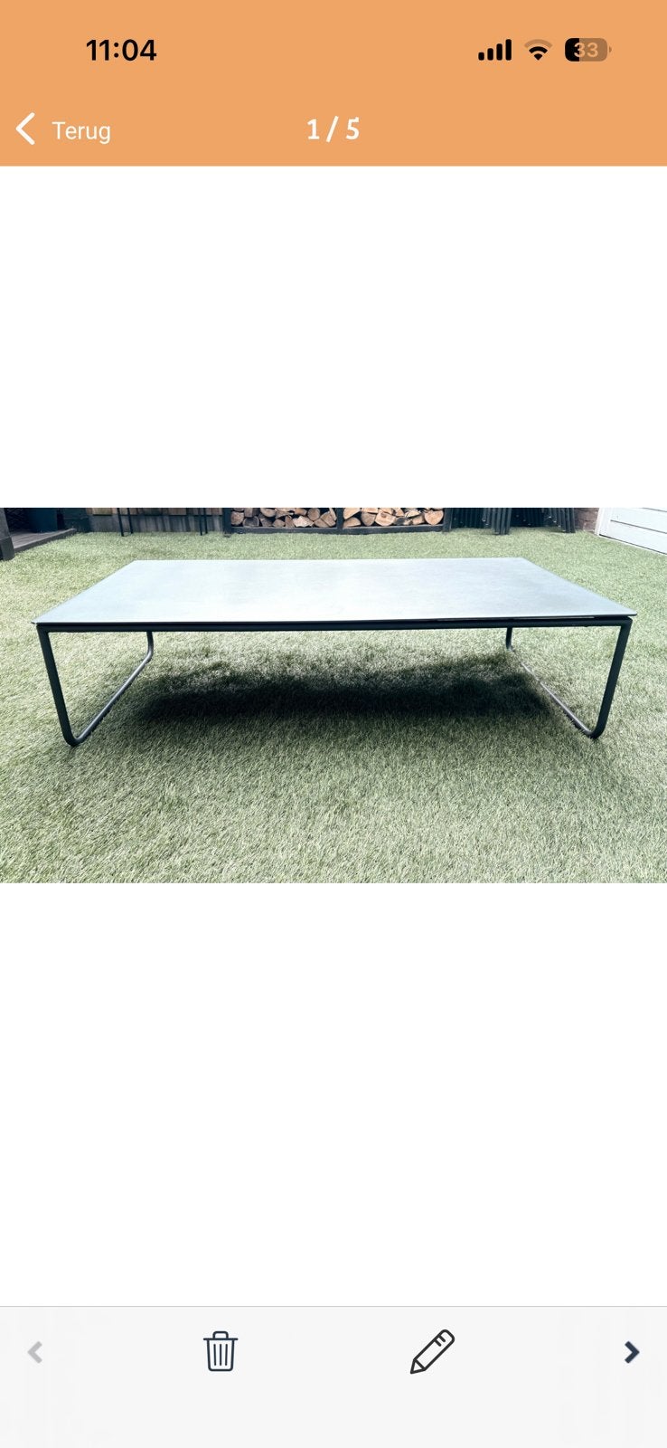 4 Seasons Outdoor Dali tuintafel 110 x 60 cm H 30 antraciet, Ophalen, Gebruikt, Rechthoekig, Metaal
