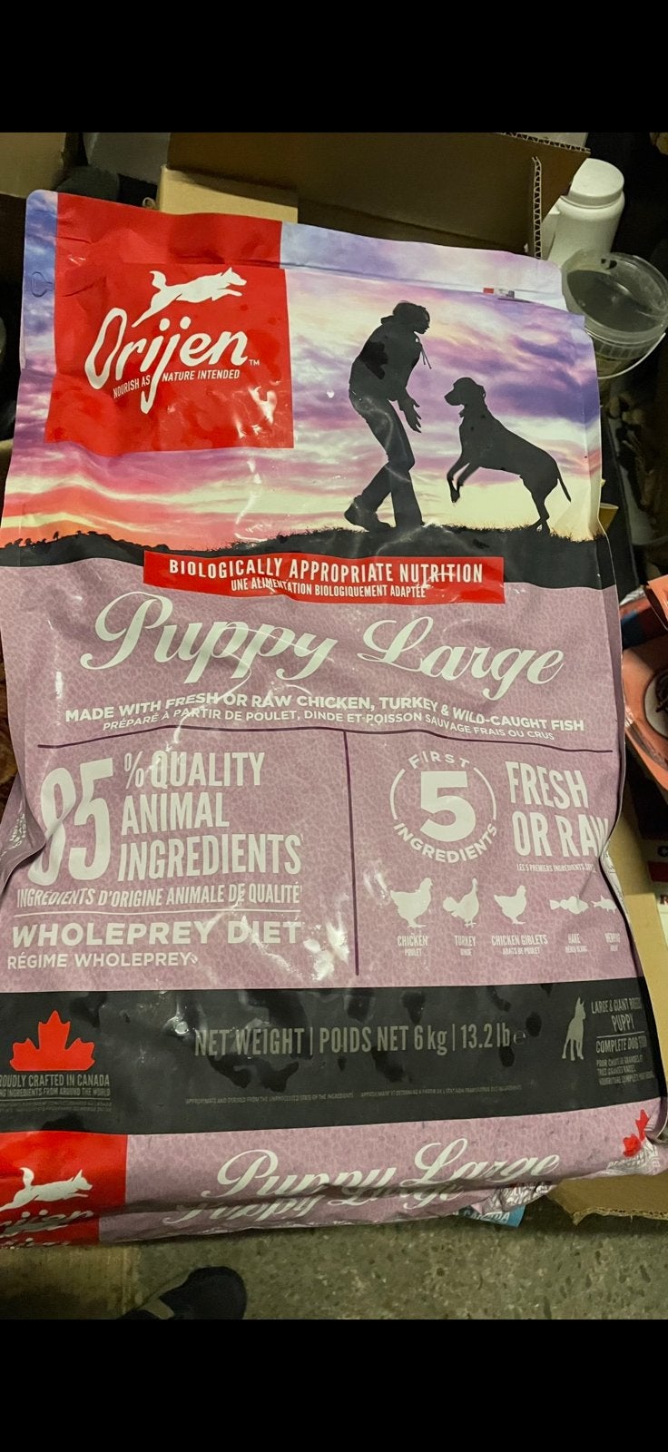 Orijen whole prey puppy large breed 6 kg, Ophalen of Verzenden, Hond