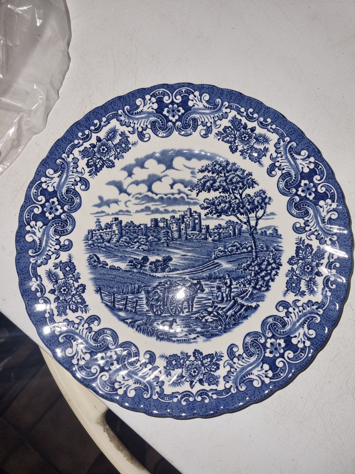 nieuwstaat blauw antieke wandbord British anchor, Antiek en Kunst, Ophalen of Verzenden