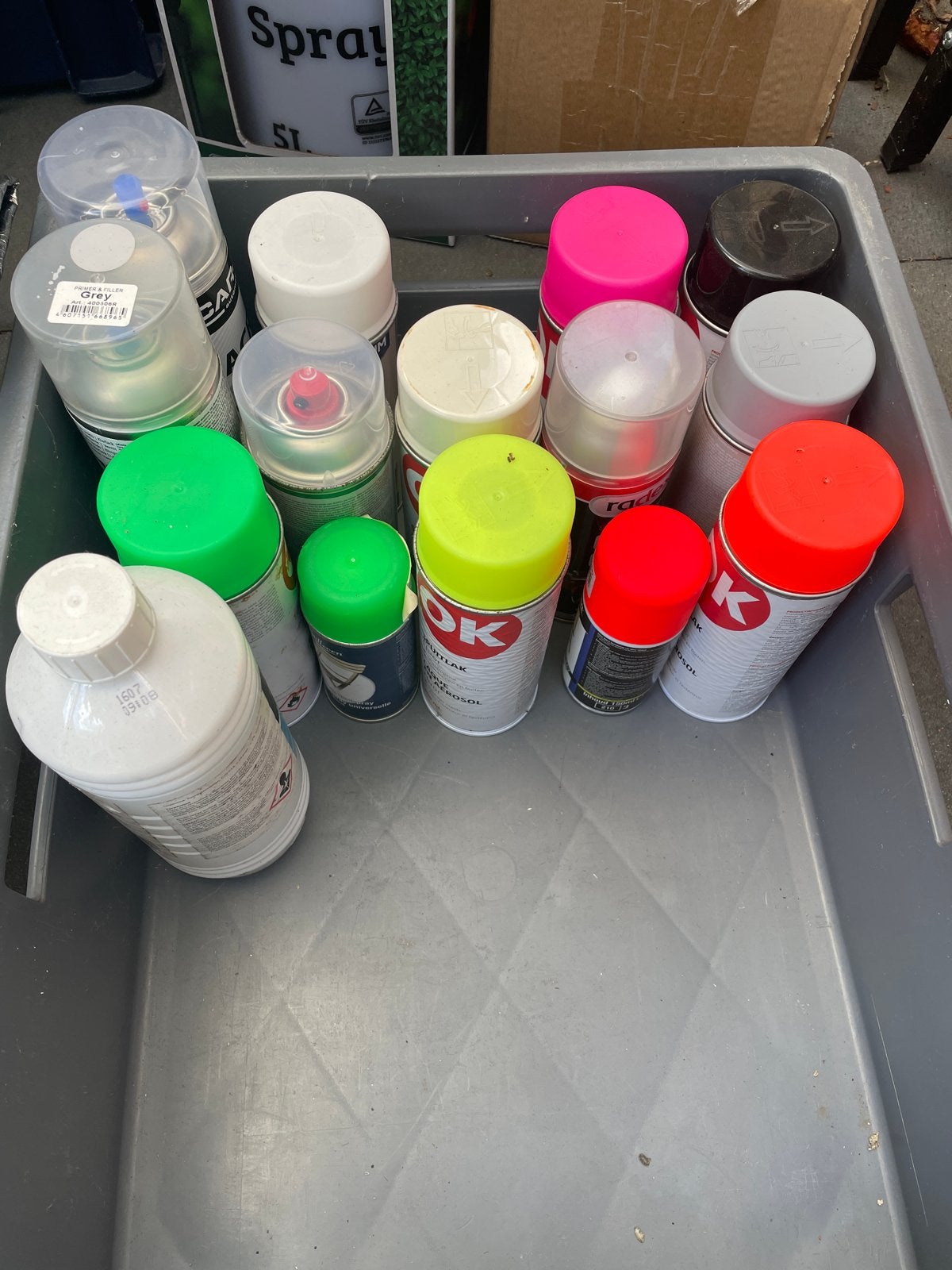 Diverse spuitbussen verf en lak, Gebruikt, Overige kleuren, Ophalen of Verzenden, Verf