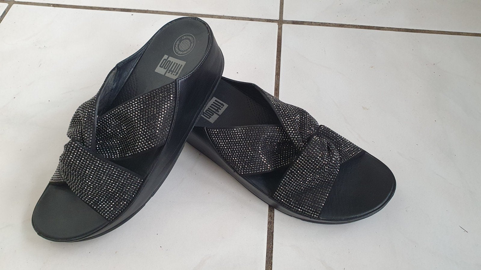 Fitflop Slippers met Strass - Maat 40, Slippers, Verzenden, Zwart, Fitflop