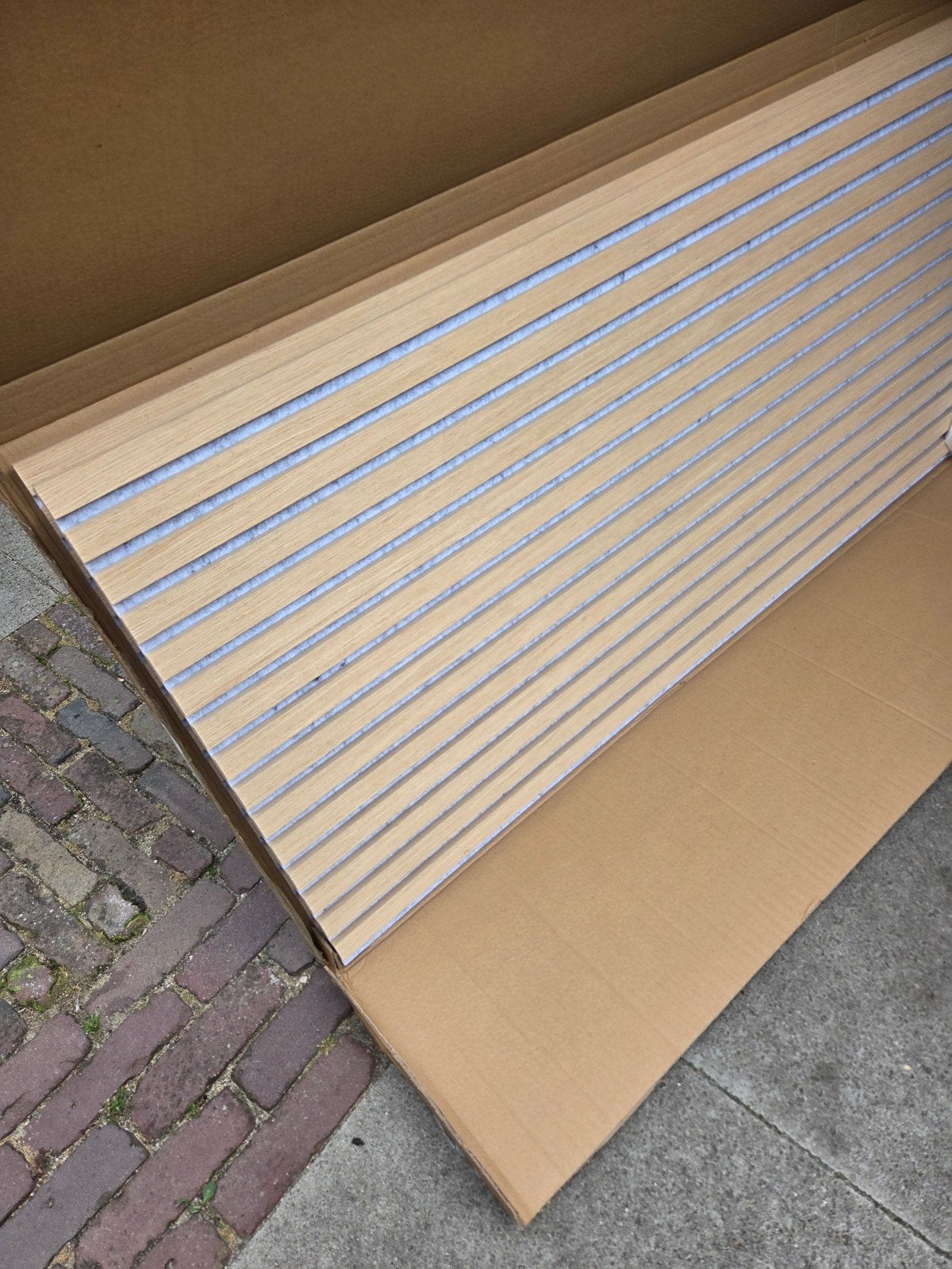 2x Akoestisch Wandpaneel 280cm Hoog -licht eiken Lichtgrijs, Huis en Inrichting, Textiel, Nieuw, Wandbord of Wandpaneel, Grijs