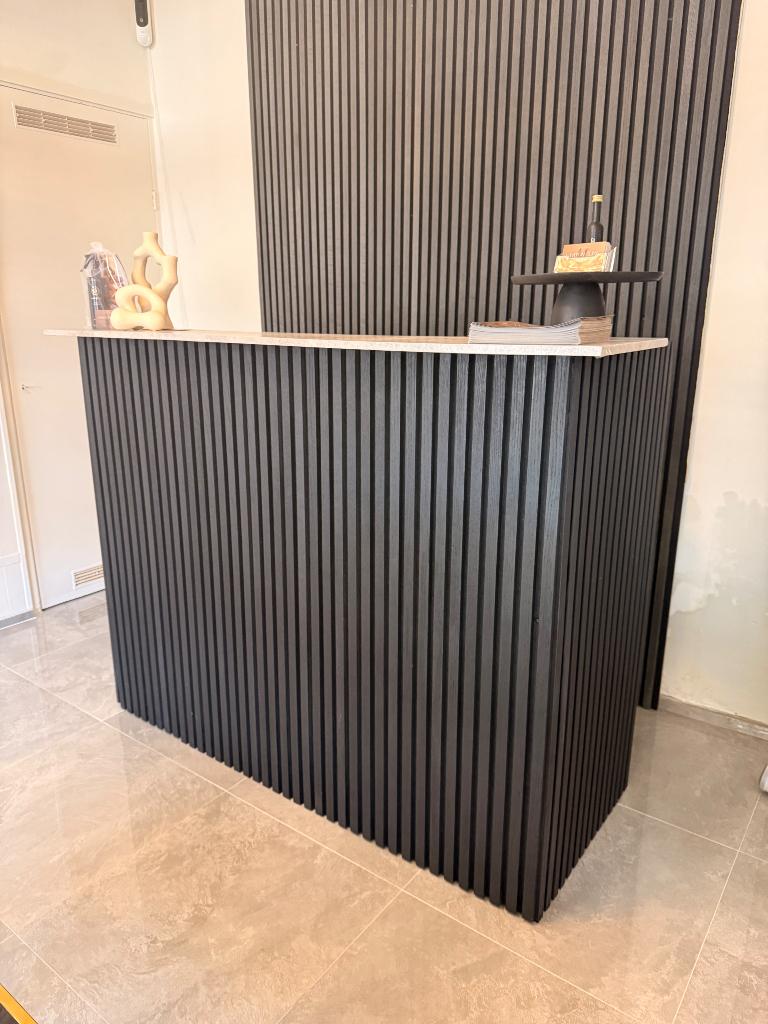 Balie receptie toonbank zwart, Huis en Inrichting, Bureaus, Ophalen, Hout, Zo goed als nieuw, Modern