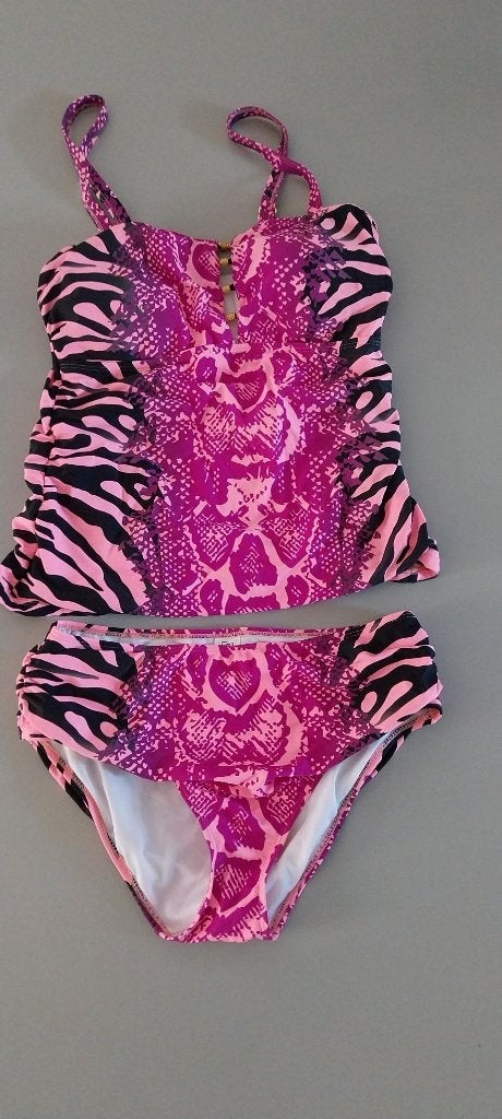 Rainbow Tankini Set - Roze/Paars met Zebraprint maat 38/40, Kleding | Dames, Badmode en Zwemkleding, Ophalen, Rainbow, Zo goed als nieuw