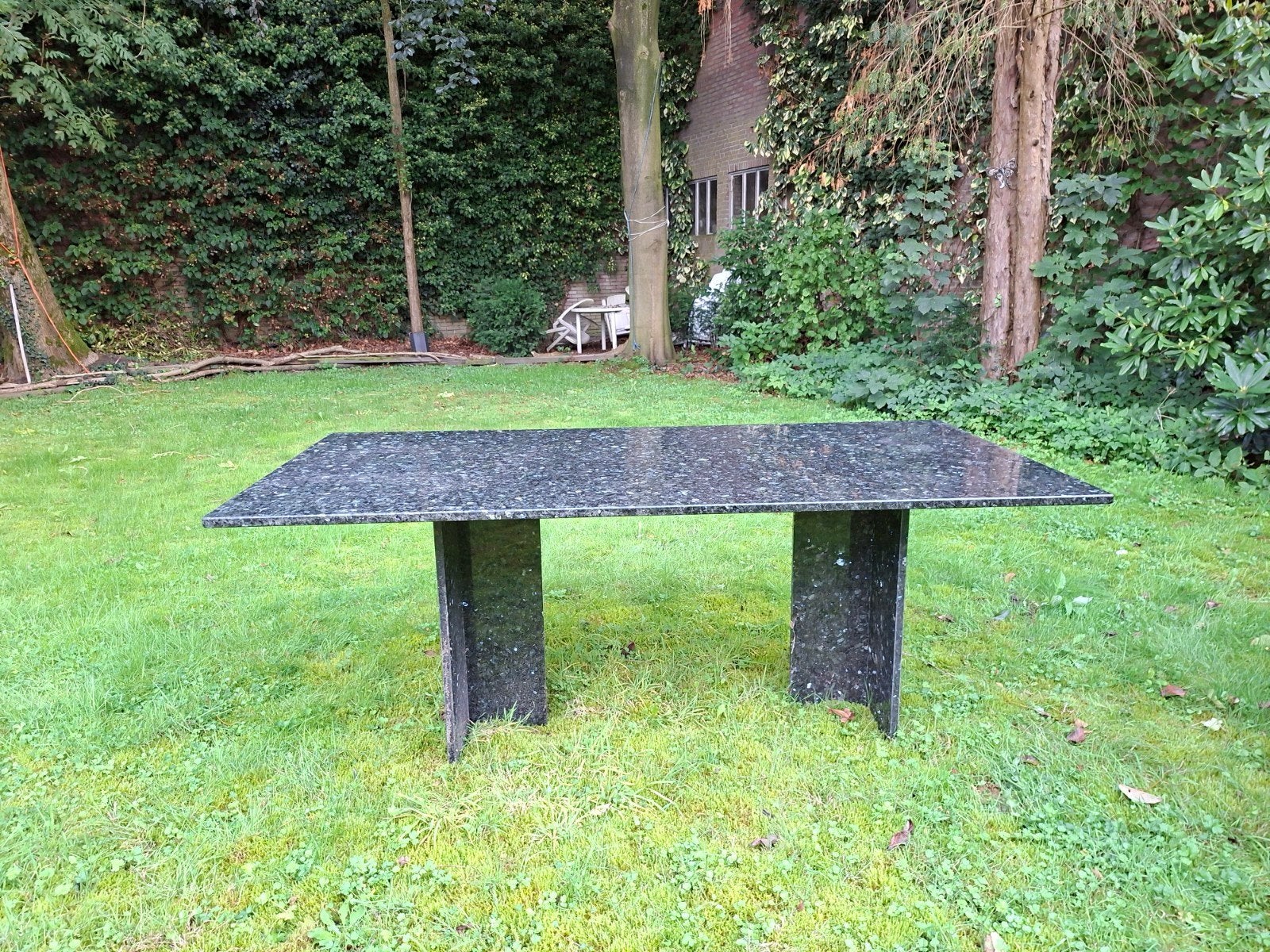 Granieten Eet-/Tuintafel zwart Labrador 180x90 cm, Ophalen, Overige materialen, Gebruikt, 50 tot 100 cm
