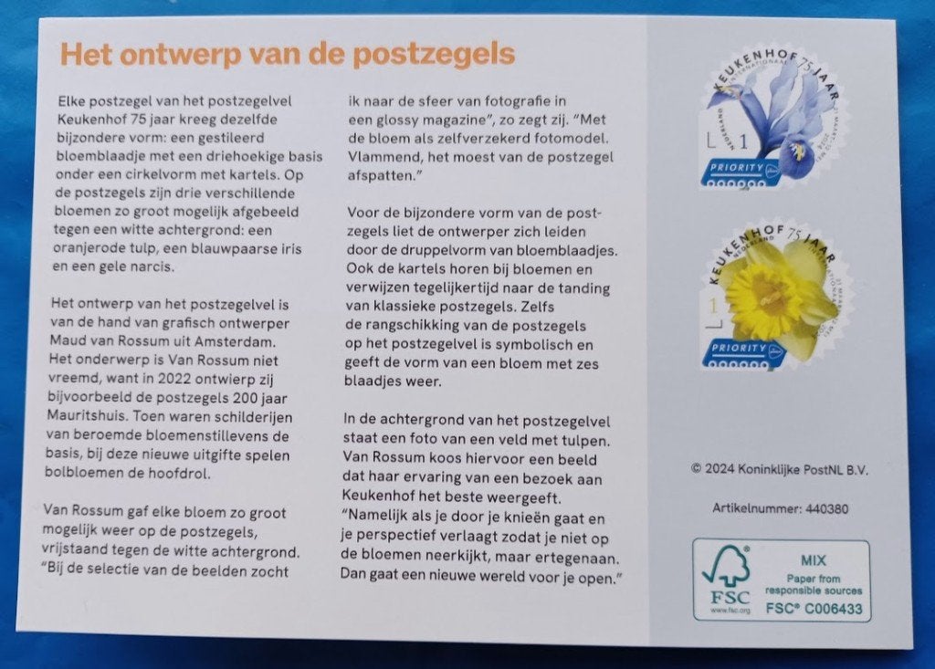 Postzegelmapje 684 - Keukenhof 75 jaar, Postzegels en Munten, Postzegels | Nederland, Verzenden, Na 1940, Postfris