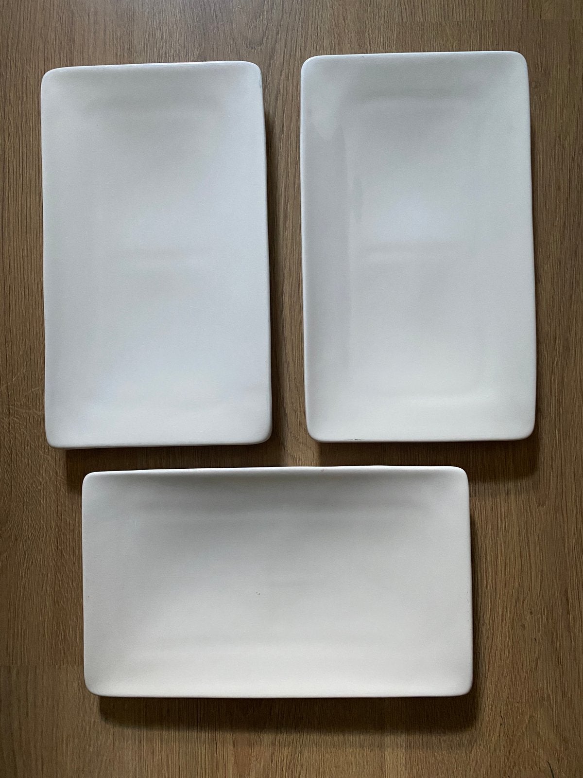 Set van 3 witte rechthoekige serveerschalen / borden, Ophalen, Gebruikt, Overige stijlen, Bord(en)