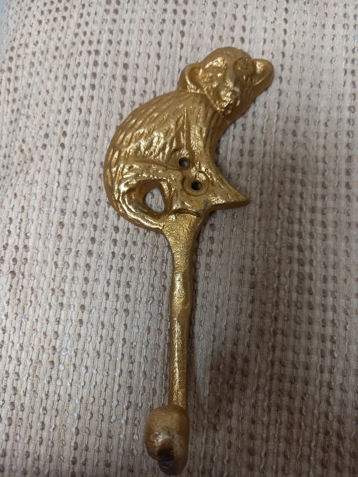 4 Koperen/Bronzen Wandhaken: Kippen en Aap, Vintage, Gebruikt, Ophalen of Verzenden, Goud