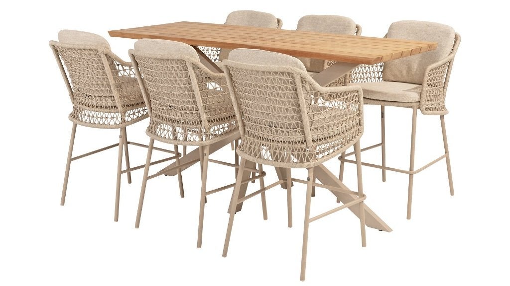 4 Seasons Tramonti barset Latte NIEUW - High dining tuinset, Ophalen, 6 zitplaatsen, Nieuw, Rvs