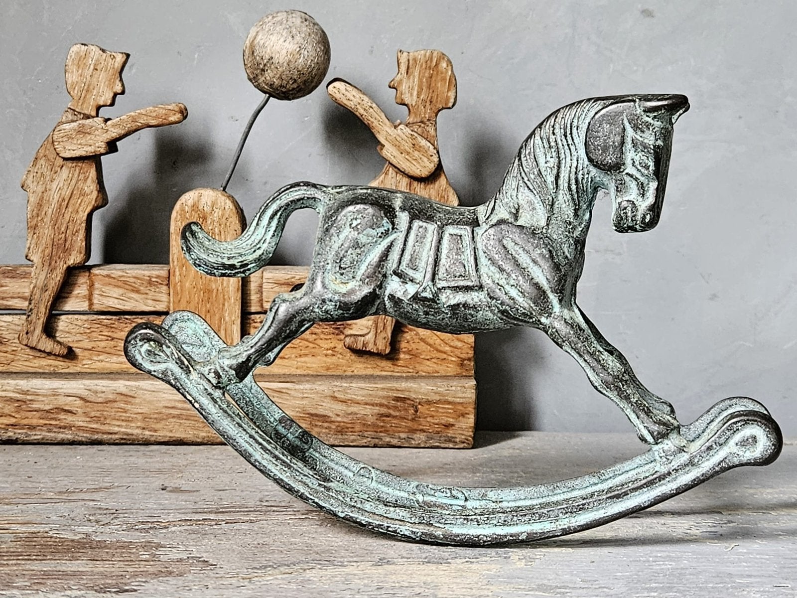 Bronzen schommel paardje, Ophalen of Verzenden, Brons