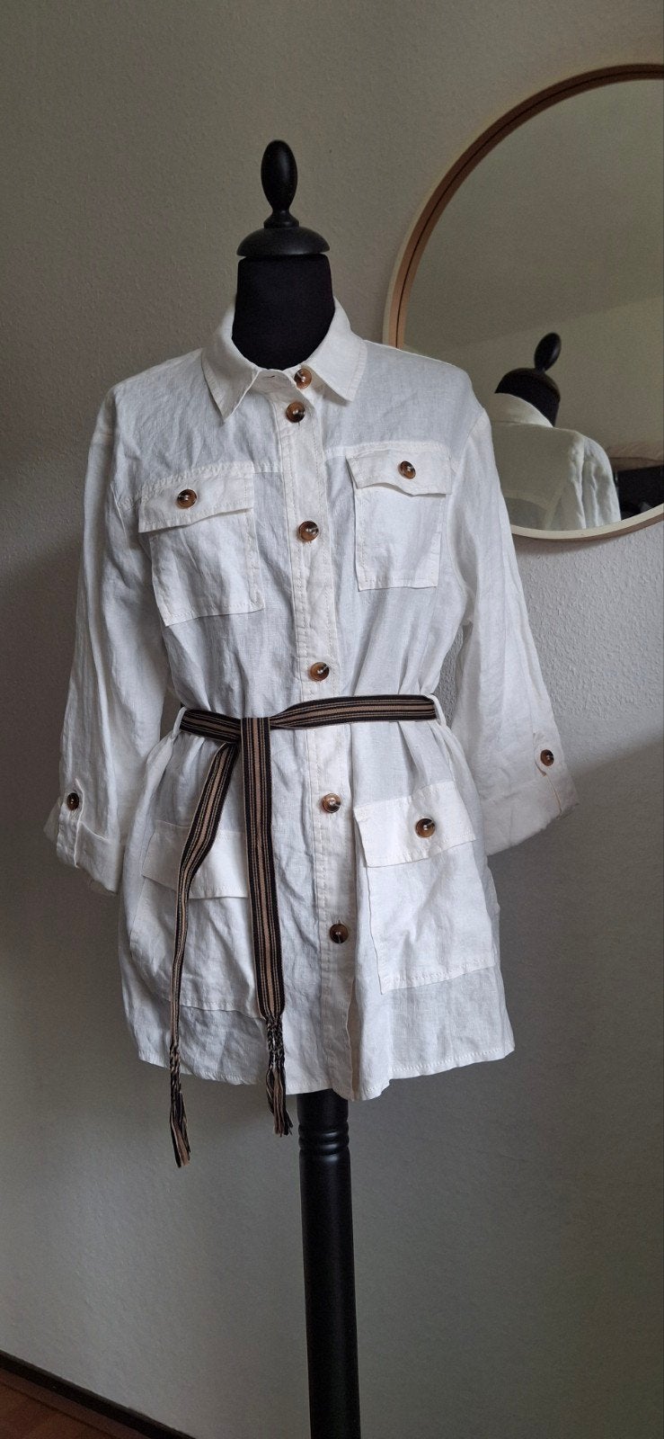 Linnen blouse/jasje GERRY WEBER  MAAT 40, Maat 38/40 (M), Wit, Ophalen of Verzenden, Zo goed als nieuw