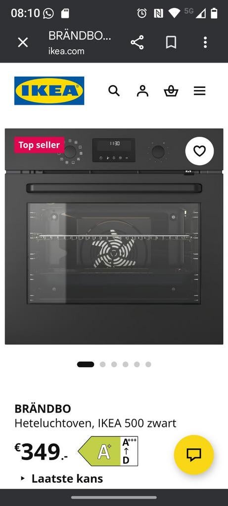Brandbö Heteluchtoven voor IKEA keukens - Nieuw type, Witgoed en Apparatuur, Ovens, Gebruikt, Inbouw, Oven, 45 tot 60 cm, Hete lucht