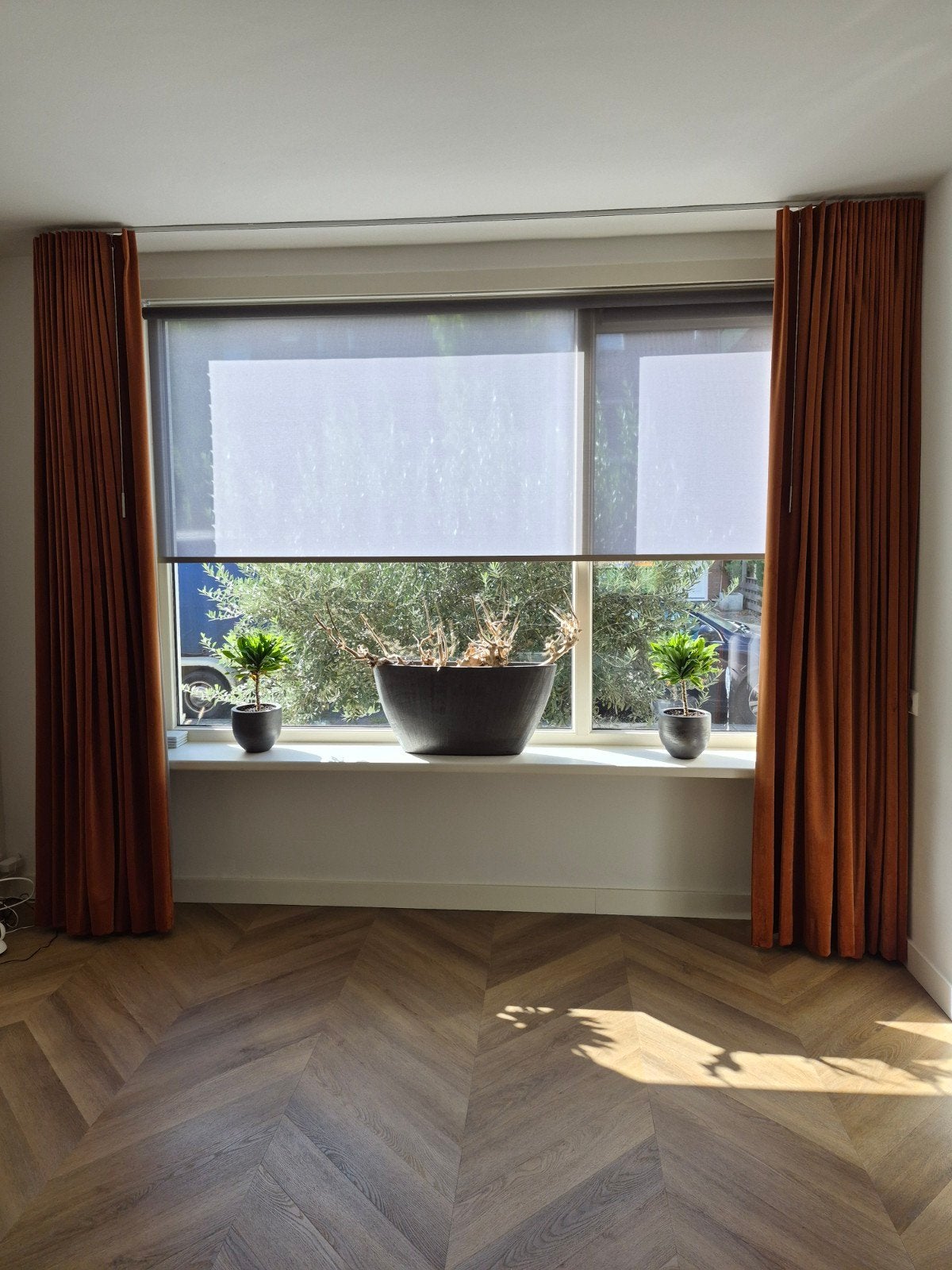 Gordijnen velours cognac/koper/oranje 335 cm B x 255 cm H, Ophalen, Overige merken, Fluweel, 255 cm