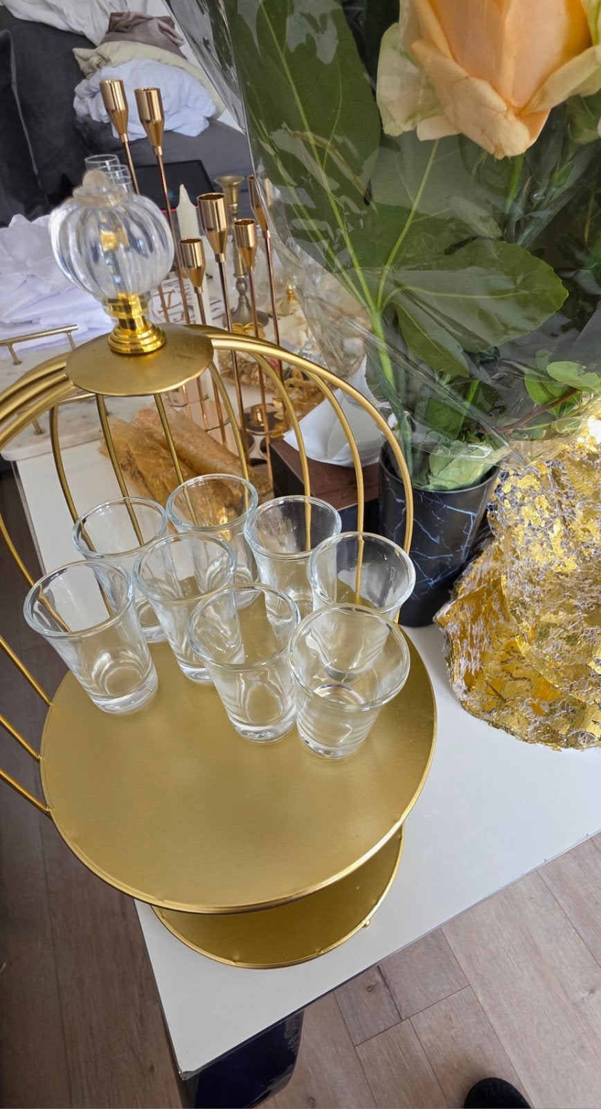 Complete goud-witte decoratieset voor feest, Ophalen of Verzenden, Nieuw, Feestartikel