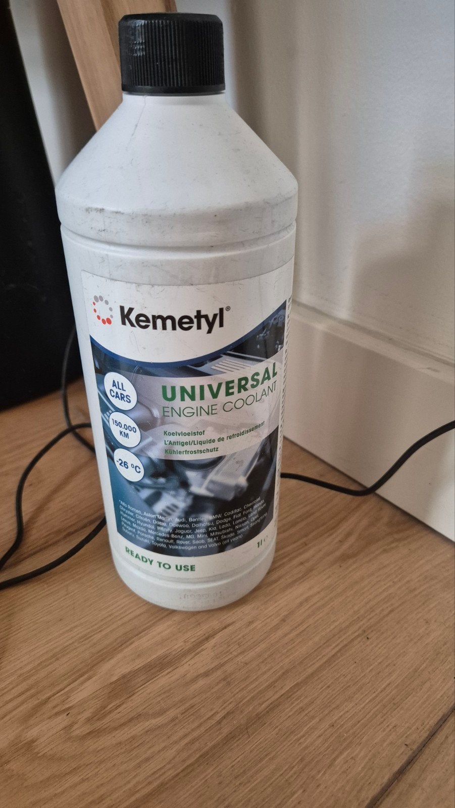Fles koelvloeistof, Ophalen, Nieuw
