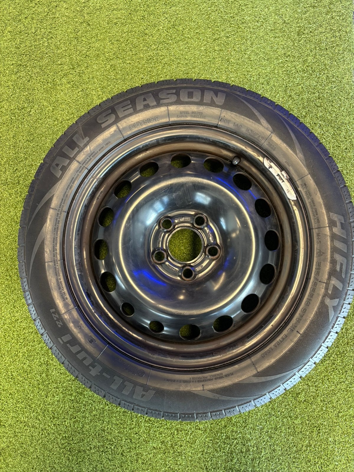 All Season band op stalen velg 215/55R16, Ophalen, 16 inch, Banden en Velgen, All Season