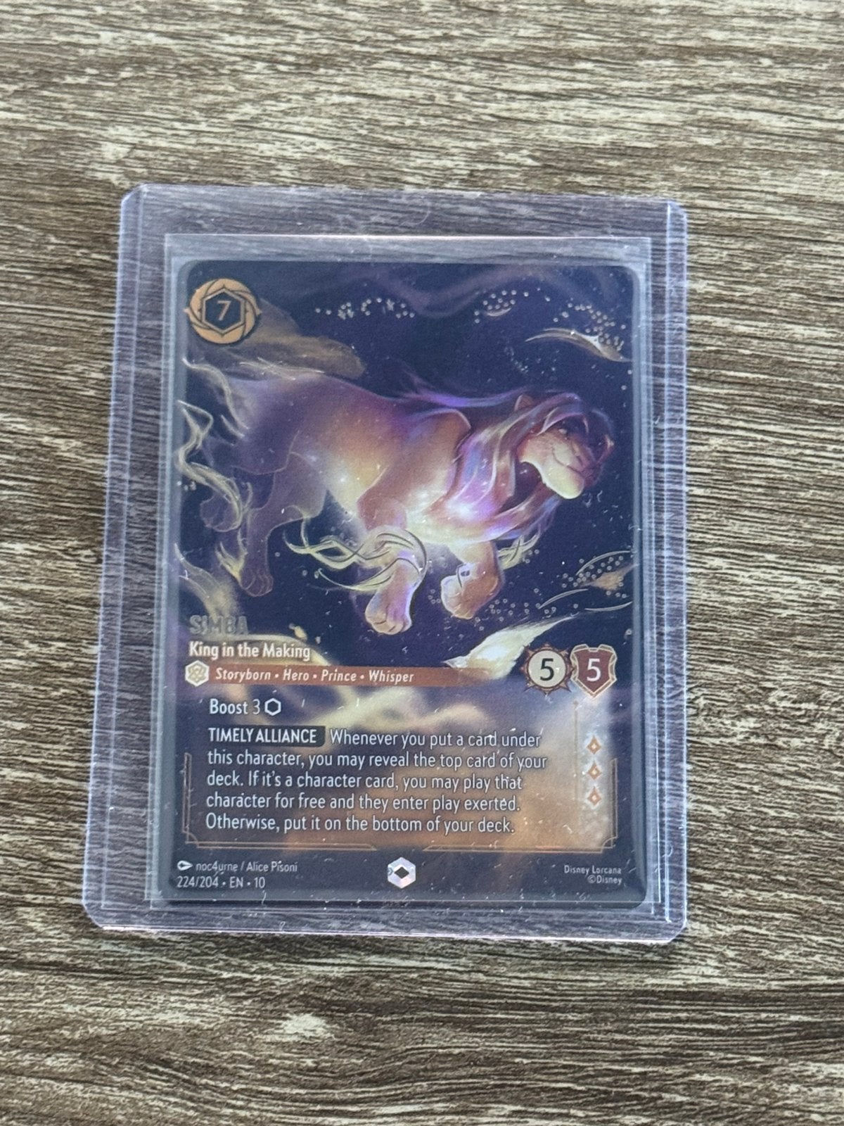 Lorcana Enchanted Simba “King in the Making” 224/204, Ophalen of Verzenden, Nieuw, Losse kaart, Foil