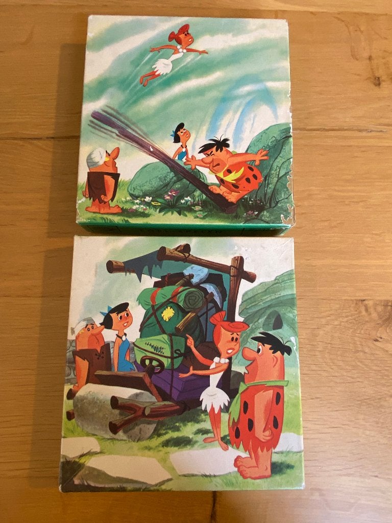 2 Vintage Houten Flintstones Puzzels (Egel 1964) – COMPLEET, 2 tot 4 jaar, Gebruikt, 10 tot 50 stukjes, Ophalen of Verzenden