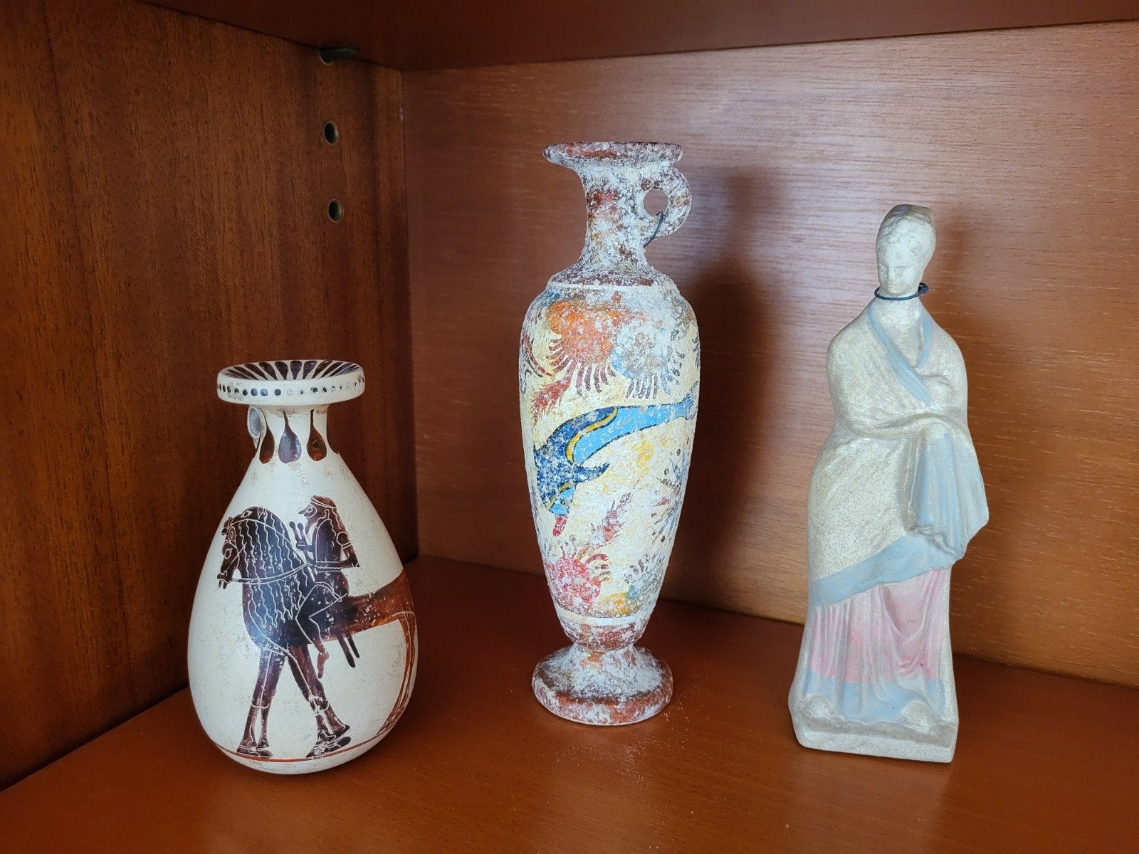 Set van 3 Antieke Decoratieve Vazen en Beeldje, Ophalen of Verzenden