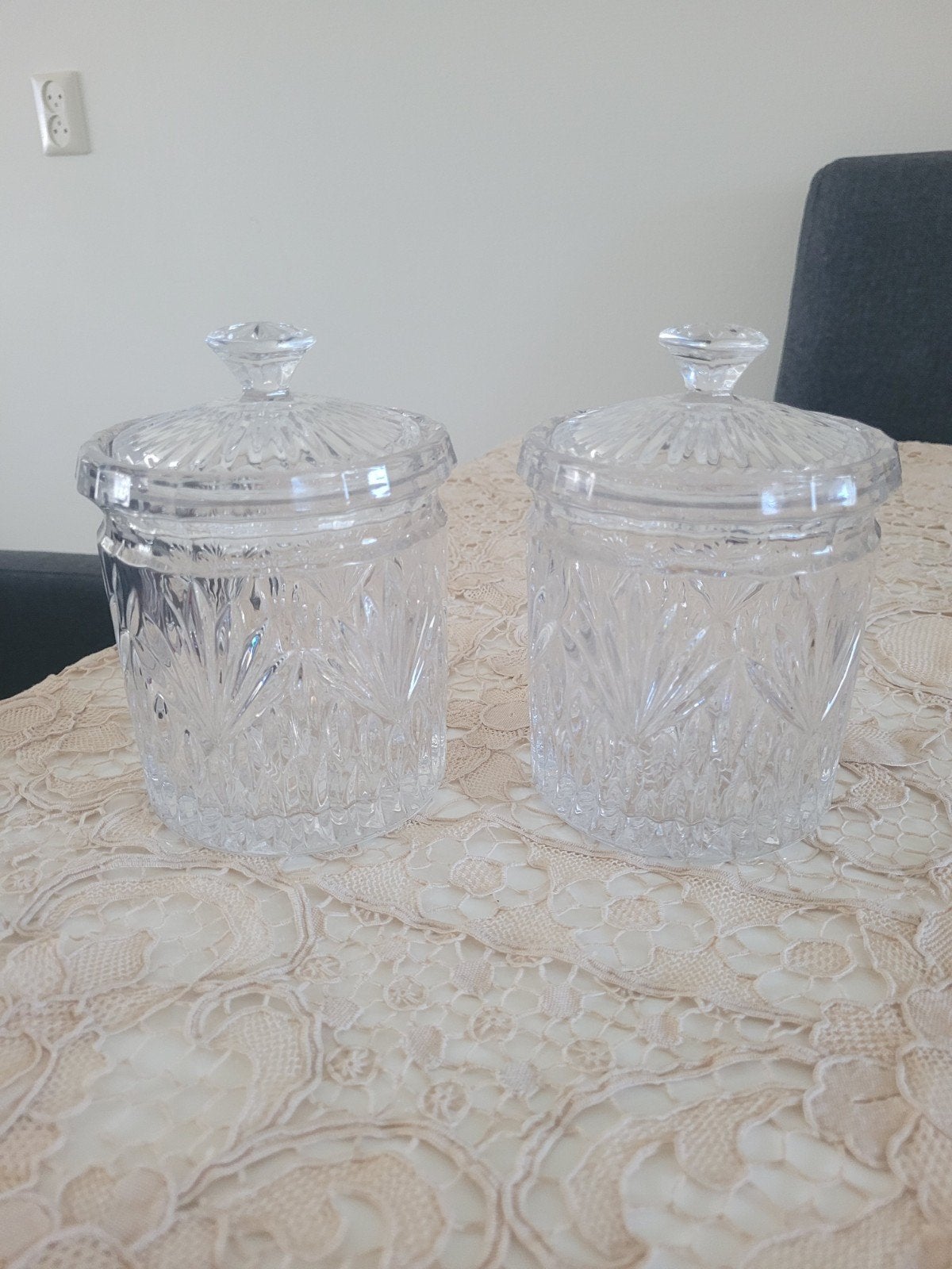 Set van 2 kristallen potten met deksel, Ophalen of Verzenden