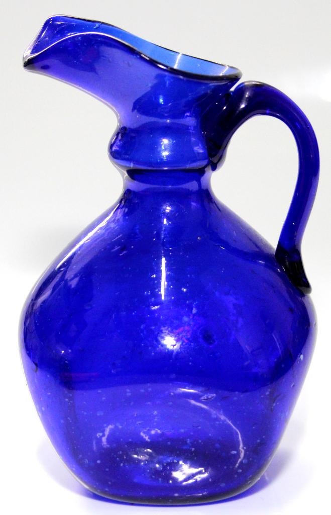 Schitterende Antiek Frans Olie Kannetje Blauw Glas, Ophalen of Verzenden