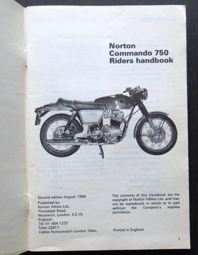 Norton Commando 750 Riders Handbook - 1968 (oude reprint), Verzenden, Overige merken