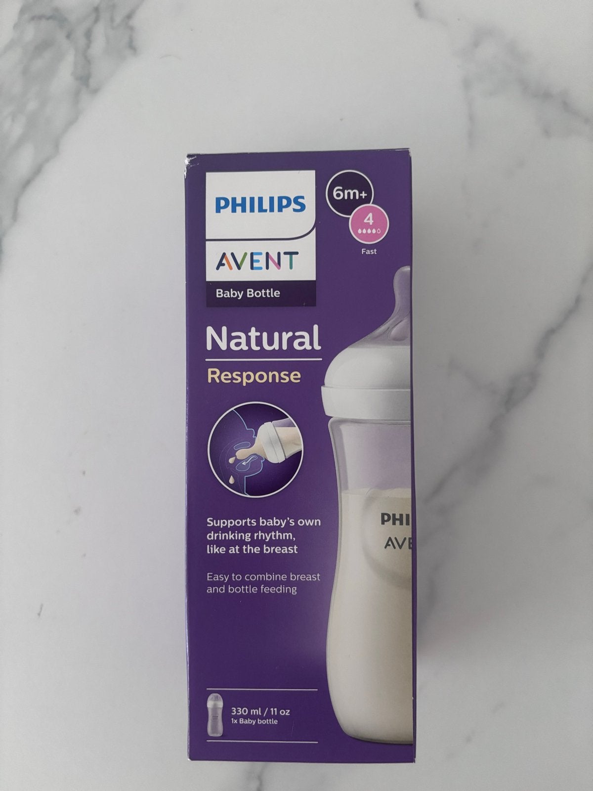 Nieuwe Philips Avent Natural Response Babyfles 330ml, Nieuw, Babyfles, BPA-vrij, Philips Avent