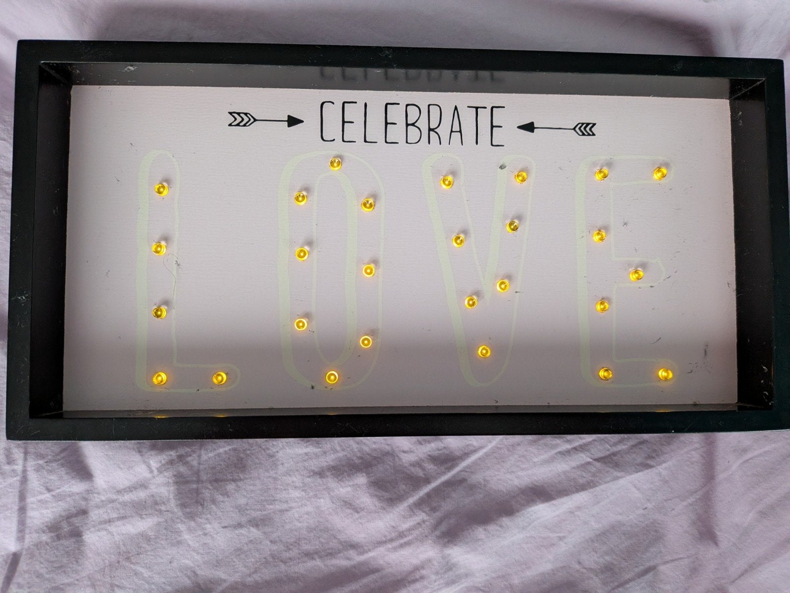 Hallmark LED Lichtbak 'LOVE CELEBRATE' - Decoratie, Hout, Ophalen of Verzenden, Modern, Gebruikt