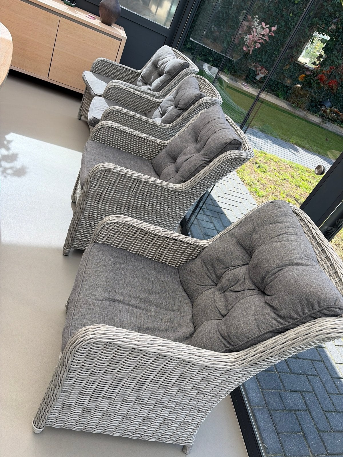8x Meera diningstoel met kussens, Ophalen, Gebruikt, Wicker